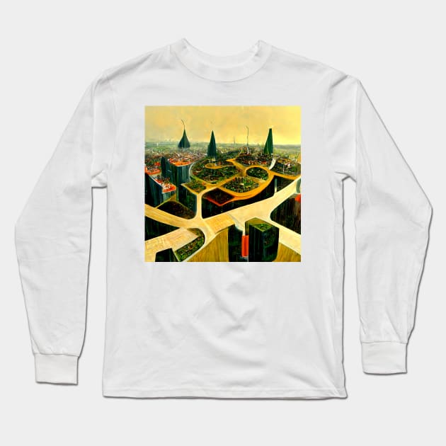 Eco friendly futuristic city Long Sleeve T-Shirt by endage